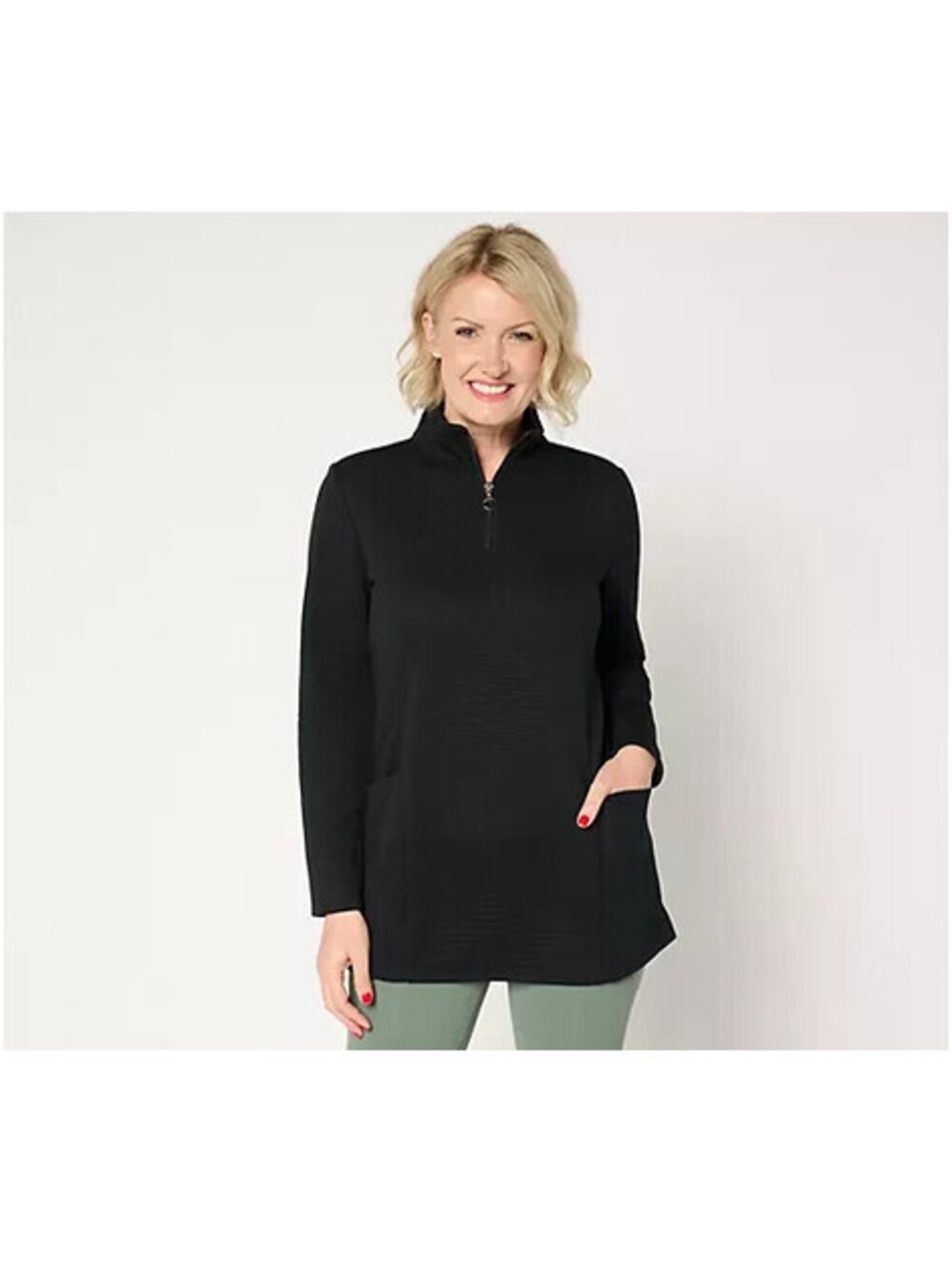 Denim & Co. Active Regular Jacquard Quarter Zip Tunic Size XS